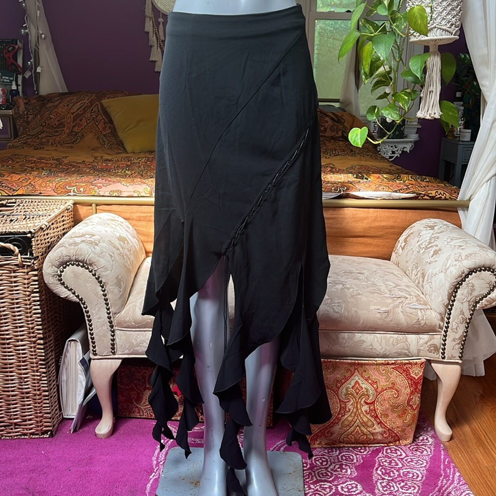 Dolls Kill Punk Rave goth asymmetrical ruffle skirt